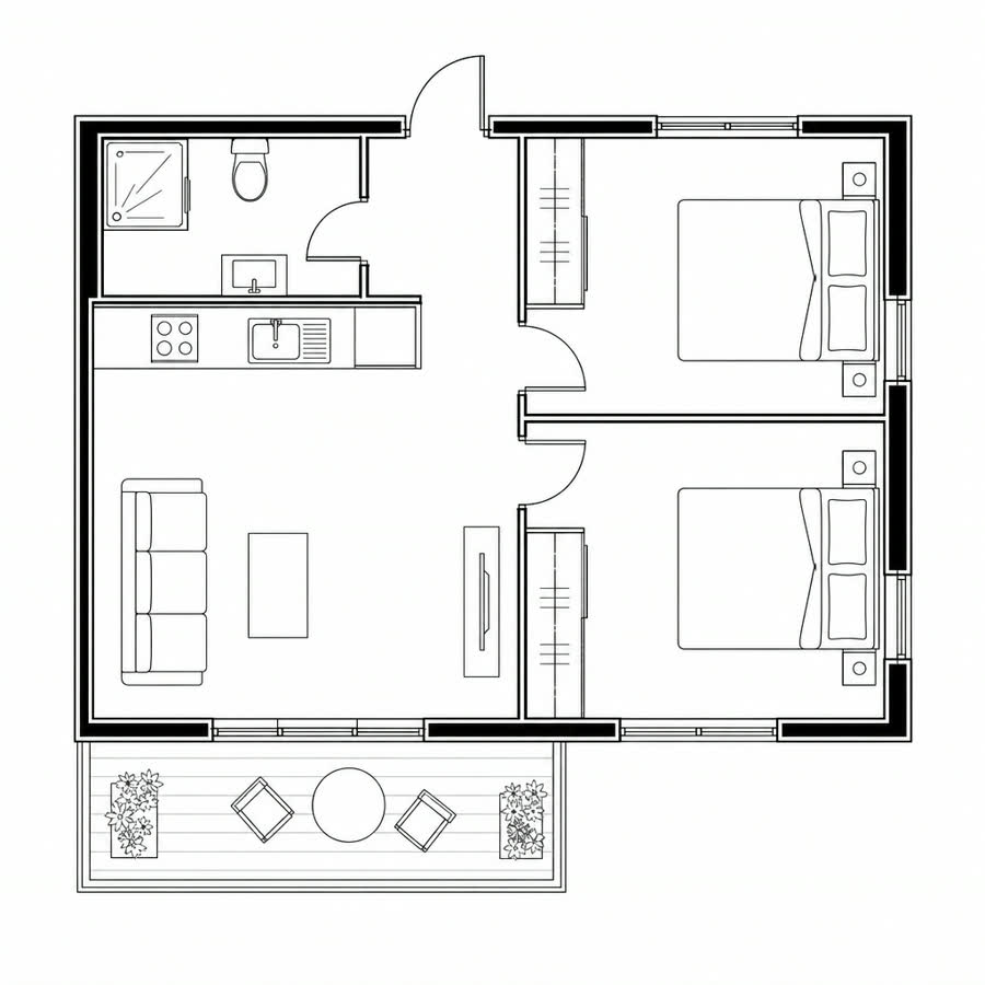 The reference 2D apartment floor plan used for every style sample